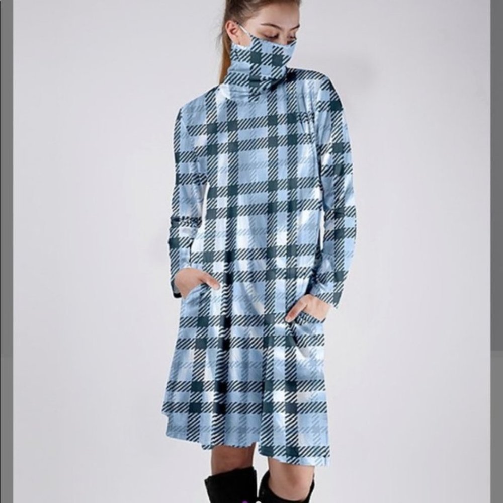 Blue Plaid Convertible Shift Dress